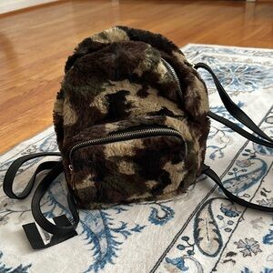 Camouflage Faux Fur Mini Backpack